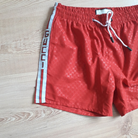 gucci swim shorts red